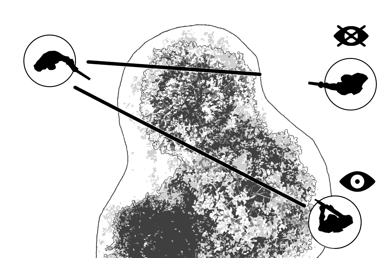 Line of sight and concealing terrain diagram